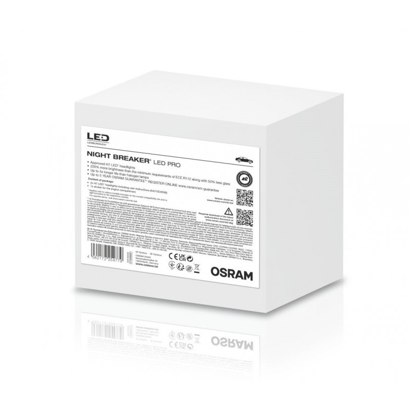 Osram Night Breaker Led 64210DWNB-FB, Kit de conversión a led H7 Homologado  +220% plug&play (versión PRO)