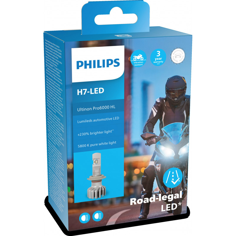 🚘 Philips 11972U6000X1 - Kit de conversión a led homologado Ultinon  Pro6000 H7-LED (Kit para MOTO)