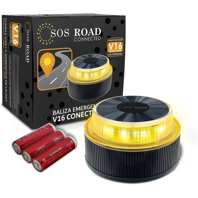 🚨 SOS ROAD Connected - Baliza V16 homologada DGT 3.0, obligatoria 2026
